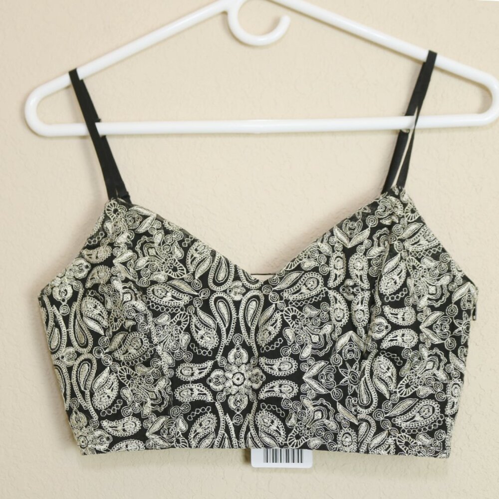 Urban Outfitters Staring At Stars Paisley Embroidered Metallic Thread Crop Top S